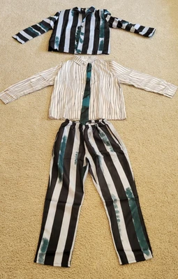 全新 Beetlejuice 万圣节服装 Cosplay 套装 4 件套 成人 M 中号 — 第 1/4 张图片