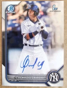 Bowman 2022 cromo Oswaldo Cabrera 1st Bowman automático New York Yankees - Imagen 1 de 2