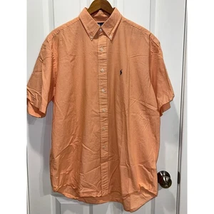 Ralph Lauren Mens Blake Short Sleeve Button Down Shirt Coral Gingham Size L - Picture 1 of 4