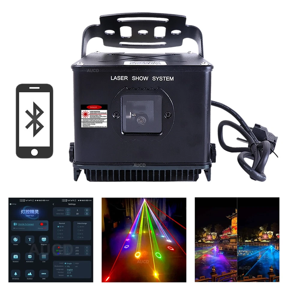 Android iOS APP 3W RGBW Laser IP65 Outdoor Landscape Show Projector Stage Lights - Image 1 of 4