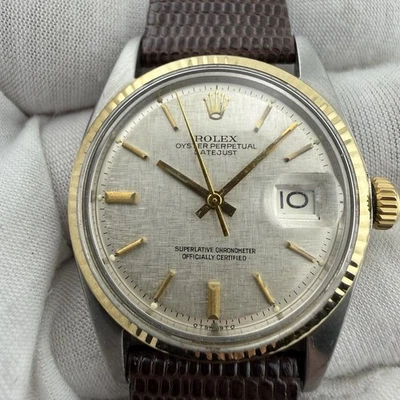 Rolex 1601 Datejust Mens Two Tone 14K Yellow Gold & Steel Mens Watch Linen Dial - Image 1 of 4