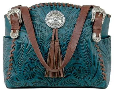 Bolso de Mano American West Lariats y Encaje con Bolsillo Oculto Marrón Turquesa Foto 1 de 4