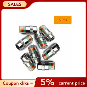 Car Tire Valve Stem Caps Pressure Monitor Sensor Indicator 3 Color Alert 8 Pcs - Picture 1 of 11
