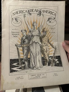 11x14 1917 Boston WW1 Noten AMERICA DEAR AMERICA von W.V.Hyde - Bild 1 von 1