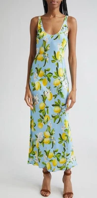 Vestido sin mangas Akiya estampado limón satinado L'AGENCE talla S $ 365 Foto 1 de 4