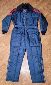 Vtg 70s JC Penney Snowmobile Ski Winter Snow Suit Size M, 3 Pocket Red & Blue - Picture 1 of 20