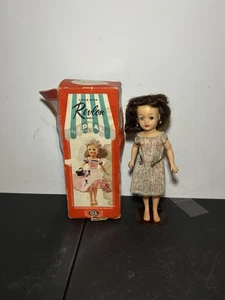 10" Vintage Ideal Little Miss Revlon Puppe brünett Upsweep Bob 1950’s mit Box #R - Bild 1 von 20