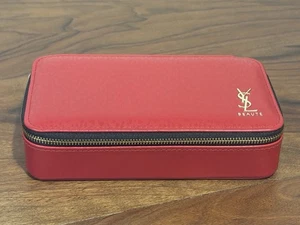 YSL Belleza Color Rojo Imitación Cuero Maquillaje Cosmético Estuche Bolsa Caja con Espejo Nuevo - Imagen 1 de 15