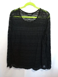 Black Long Sleeve Lined Lace Tunic DIALOGUE Sz L - Picture 1 of 5