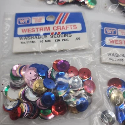 Vintage Multi Color Westrim Crafts Washable Sequins 7 Packs 10MM .59 No. 11185 - Imagem 1 de 4