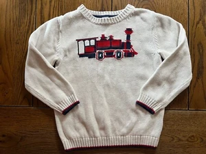 Janie and Jack Plaid Party Train Sweater EUC Boys Size 6 - Picture 1 of 2