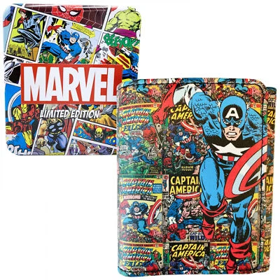 Captain America Cover Collage Trifold Wallet in Collectors Tin Multi-Color - Image 1 of 4