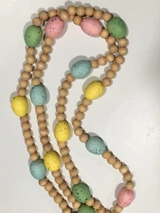 SPECKLED EGG AND BEAD EASTER GARLAND 72" HOME DECOR FARMHOUSE FREE SHIP - Picture 1 of 1