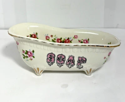 Jabonera vintage de cerámica Enesco rosas rosas Foto 1 de 4