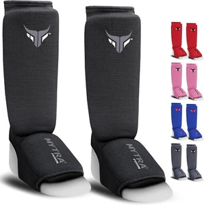 Mytra Fusion MMA Kids Shin Pad Elasticated Protector Instep Kickboxing Protector - Picture 1 of 14
