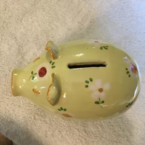 Vintage Ceramic piggy bank pig yellow - Picture 1 of 9