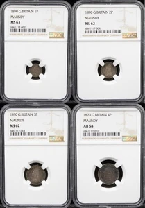 1890 Great Britain Maundy Set 1p,2p,3p,4p NGC (L0908) - Picture 1 of 10