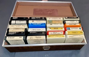 Lot of 24 Assorted 8 Track Cassette Tapes with Locking Carrying Case - Picture 1 of 5