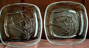 Set of 2 Vintage GLASS PLATES Sandwich, Salad, Dessert Wildflower Pattern EVC - Picture 1 of 3