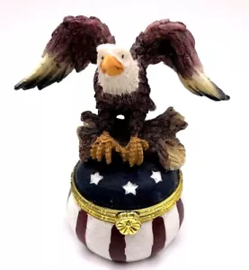SCHMUCK SCHMUCKKÄSTCHEN PATRIOTISCH 4. JULI ADLER RUNDES DESIGN BOX 2,5" DURCHMESSER - Bild 1 von 12