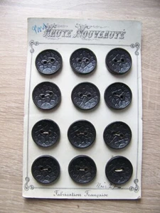 ALTE PLATTE MIT 12 KNÖPFEN FANTASY SCHWARZ - E 58 - Bild 1 von 2