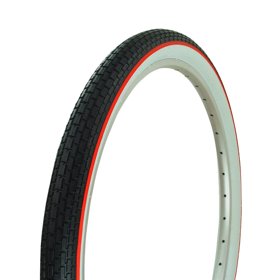 OG LOWRIDER TIRE 26 X 2.125 WHITE WALL W/RED LINE BRICK TREAD CRUISER BIKE