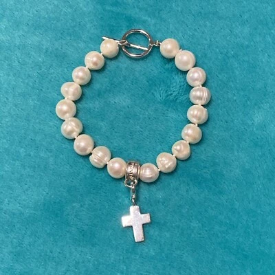 Thomas Sabo Sterling Silver 925 Pearl Beaded Charm Bracelet w/ Cross Charm 25.5g - Image 1 of 4