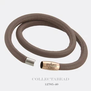 Authentisches endloses rosévergoldet braunes Doppel Lederarmband 8" 12705-40 - Bild 1 von 1