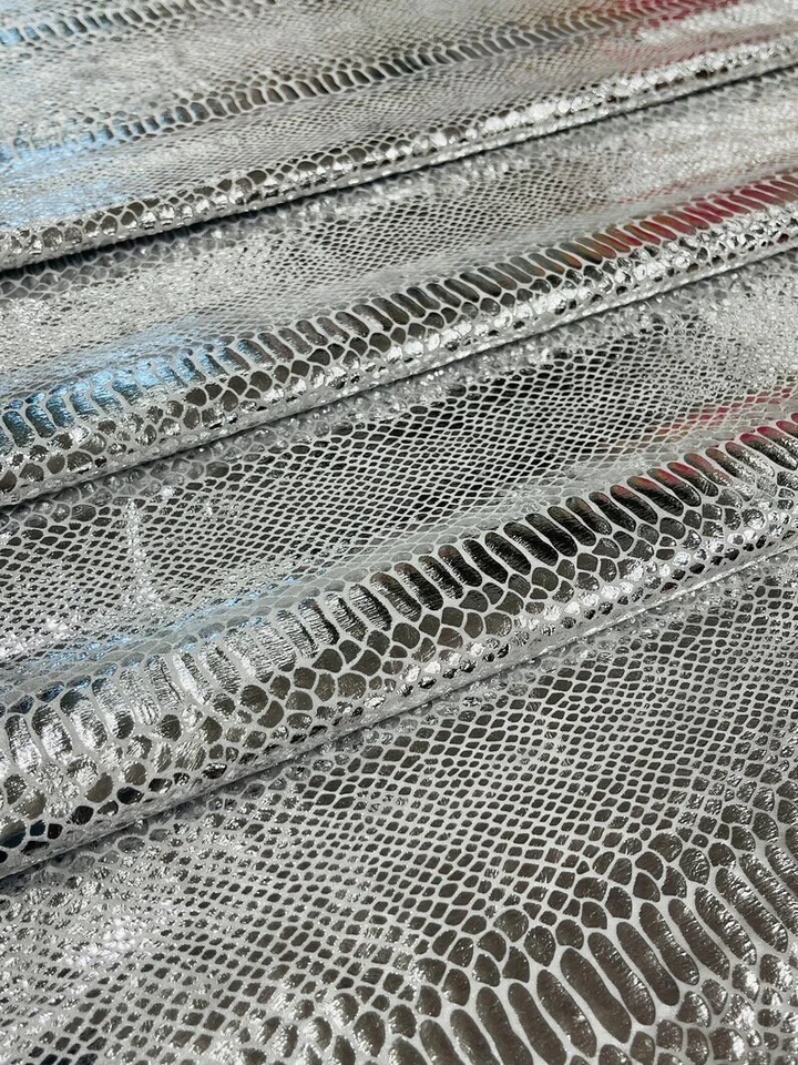 58" Wide Silver foil Snake design on a stretch velvet fabric SOLD BY THE YARD - Image 1 of 1