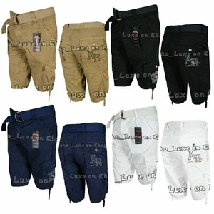 Pantalones Cortos Carga Bordados Hombres Diseñador Moda Cinturón 100% Algodón Absolute Rebelion - Imagen 1 de 13