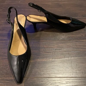 Women’s J. Renee Slingback Pointed Toe Kitten Heels - Black, Size 10 - Picture 1 of 4