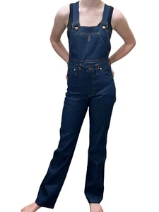 NOS Vtg 70s S Womens Denim Jeans Wrangler Removeable Bib Overalls Pants Jumpsuit - Picture 1 of 22