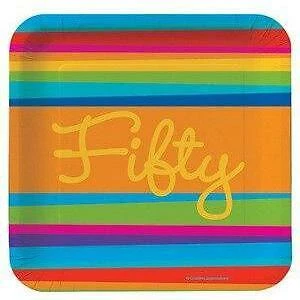 Birthday Stripes Age 50 Plates (8) - Image 1 of 1