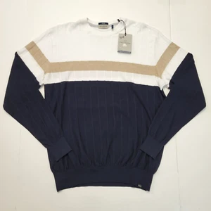 $395 Nuevo Suéter PAUL & SHARK Cuello Redondo RIVIERA Algodón Hombres GRANDE L Azul Blanco Tostado - Imagen 1 de 8