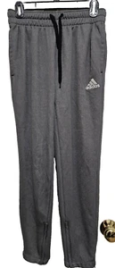 ADIDAS Boys Pants Size Small Waist 26" Gray / Elastic Waist Side Pocket Zip Leg - Picture 1 of 4