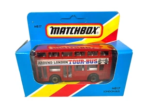 MB17 Matchbox Red Around London Tour Bus ~ Blue Window Box Sealed 1981 Die Cast - Picture 1 of 5