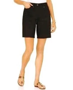 Pantalones cortos Karen Scott Bermudas negros de carga pierna recta pequeños 14P nuevos con etiquetas - Imagen 1 de 1