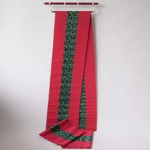 Kimono Japanese Antique Obi belt Leaf pattern in the center 400cm x 30cm - Picture 1 of 10