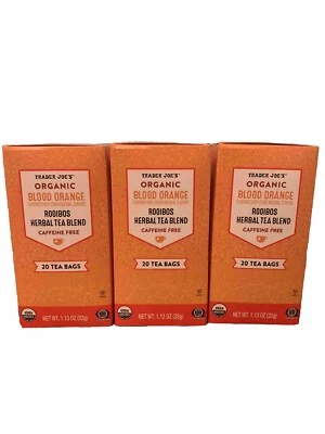 3 paquetes de té de hierbas Rooibos naranja sangre orgánico Trader Joe's 20 quilates 1,13 oz cada uno Foto 1 de 2