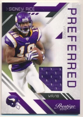 SIDNEY RICE 2010 PANINI PRESTIGE #7 PREFERRED GAME JERSEY VIKINGS 151/250 SP - Image 1 of 2