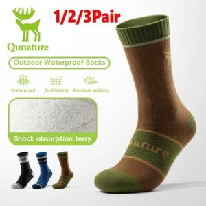Qunature Men Hiking Crew Socks Cushioned Moisture Wicking Athletic Boot Socks - Picture 1 of 14