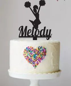 Cheerleader Cake Topper, Cheerleading, Pom Poms, Graduate, Personalized - LT1095 - Picture 1 of 3
