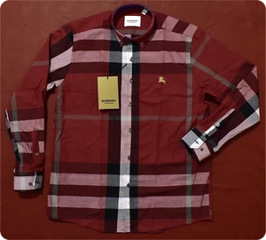 Men's Burberry Casual Button Down Shirt RED Size XL Pit to Pit 24.5" UNUSED - Picture 1 of 3