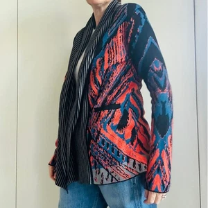Cynthia Vincent Grafik Strickjacke Pullover offen Gr. XS kuschelig Oversized Fit - Bild 1 von 11