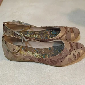 Michelle-K Flats 8.5 Elle Tan Women's Shoes Patchwork Ballerina Bohemian - Picture 1 of 12