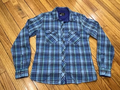 Женская двухслойная синяя клетчатая нейлоновая рубашка с длинным рукавом Marmot средний размер - Изображение 1 из 4