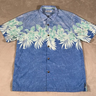 Tommy Bahama Shirt Men Size Large Blue Coconut Point Floral Hawaiian Camp Button - Image 1 of 4