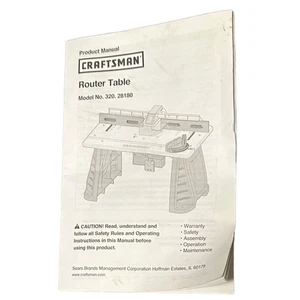 CRAFTSMAN ROUTER TABLE OWNERS MANUAL MODEL 320.28180 INSTRUCTION OPERATOR'S - Picture 1 of 1