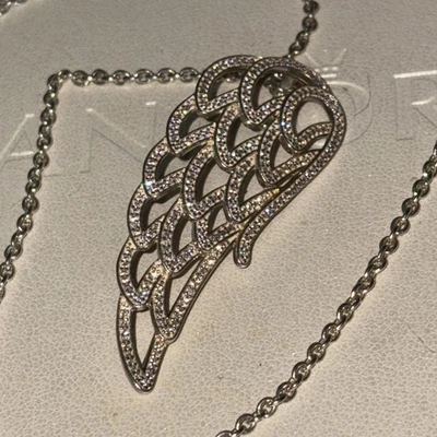 Auténtico collar de cadena Pandora ala de ángel 24” SS y circonita cúbica #390374cz Foto 1 de 4