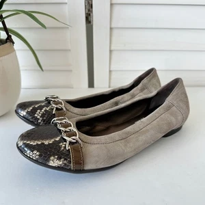 AGL Attilio Giusti Leombruni Ballet Flats Snake Print Cap Toe Shoe EU 38 US 8 - Picture 1 of 11